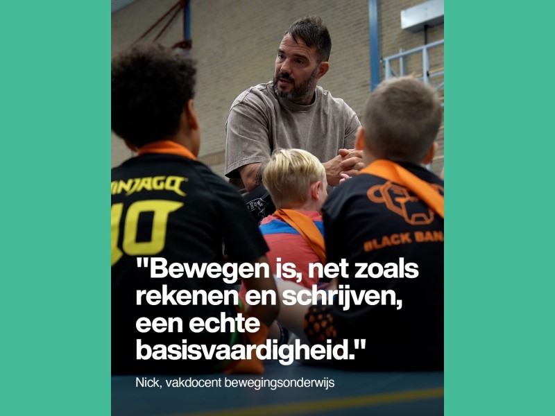 Nick Keijser met klas gymles